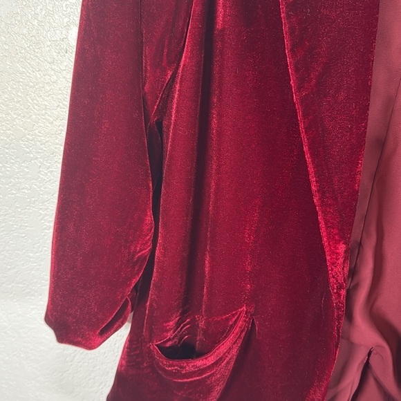 Skies Are Blue Red Velvet Blazer Rushed Sleeves Size XS - Picture 3 of 9
